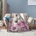Horse Throw Blanket Ultra Soft Warm Flannel Fleece Horse Flower Blanket Horse Lovers Blankets Lightweight Fuzzy Decor Gifts for Women Men Girls Boys 50"x40" - Image 8