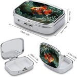 Fish Background Pill Organizer Cute Pill Box Decorative Metal Pill Case Portable Vitamin Organizer Travel Medicine Holder Mini Pill Storage Container for Purse - Image 3