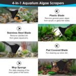 AQQA 4-in-1 Aquarium Cleaning Tools, Multifunctional Aquarium Glass Cleaner Algae Scraper for Glass Aquariums for Aquariums of Various Sizes with Telescopic Handle, 4 Cleaning Heads - Image 3
