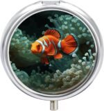 Fish Background Pill Organizer Cute Pill Box Decorative Metal Pill Case Portable Vitamin Organizer Travel Medicine Holder Mini Pill Storage Container for Purse - Image 2