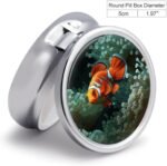 Fish Background Pill Organizer Cute Pill Box Decorative Metal Pill Case Portable Vitamin Organizer Travel Medicine Holder Mini Pill Storage Container for Purse - Image 3