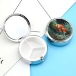 Fish Background Pill Organizer Cute Pill Box Decorative Metal Pill Case Portable Vitamin Organizer Travel Medicine Holder Mini Pill Storage Container for Purse - Image 7