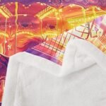 Erosebridal Cartoon Carousel Blanket 40"x50" Fantasy Unicorn Throw Blanket Kids Funny Horses Bubble Fleece Blanket Dreamy Golden Glitter Stars Sky Clouds Mountain Sherpa Blanket - Image 5