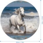 White Horse Running on The Sea Mousepad Round MouseMat for Laptop Small Gaming Mice Pad with Non-Slip Rubber Base Customized Design MicePad Waterproof MiceMat Desk Accessories - Image 3