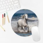 White Horse Running on The Sea Mousepad Round MouseMat for Laptop Small Gaming Mice Pad with Non-Slip Rubber Base Customized Design MicePad Waterproof MiceMat Desk Accessories - Image 6