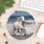 White Horse Running on The Sea Mousepad Round MouseMat for Laptop Small Gaming Mice Pad with Non-Slip Rubber Base Customized Design MicePad Waterproof MiceMat Desk Accessories - Image 7