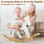 Wooden Rocking Horse for Toddler 1-3 Year Old, Baby Wood Ride-on Toys with Removable Fence for Indoor & Outdoor Activities, Boys & Girls Rocking Animal for Birthday Pink - Image 4
