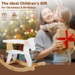 Wooden Rocking Horse for Toddler 1-3 Year Old, Baby Wood Ride-on Toys with Removable Fence for Indoor & Outdoor Activities, Boys & Girls Rocking Animal for Birthday Pink - Image 6