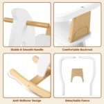 Wooden Rocking Horse for Toddler 1-3 Year Old, Baby Wood Ride-on Toys with Removable Fence for Indoor & Outdoor Activities, Boys & Girls Rocking Animal for Birthday Pink - Image 8
