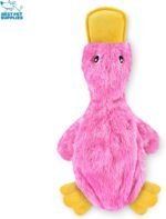 Best Pet Supplies Crinkle Dog Toy for Small, Medium, and Large Breeds, Cute No Stuffing Duck with Soft Squeaker, Fun for Indoor Puppies and Senior Pups, Plush No Mess Chew and Play - Light Pink - Image 3