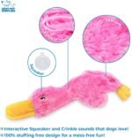 Best Pet Supplies Crinkle Dog Toy for Small, Medium, and Large Breeds, Cute No Stuffing Duck with Soft Squeaker, Fun for Indoor Puppies and Senior Pups, Plush No Mess Chew and Play - Light Pink - Image 4