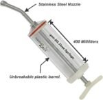 Plastic Dose Syringe 400mL, Stainless Steel Nozzle, Dental,Equine - Image 3