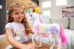 Barbie Dreamtopia Unicorn, Brush 'n Sparkle Interactive Toy with Lights & Sounds, Magical Brush Accessory, White Unicorn with Pink Mane & Light-Up Stars - Image 3