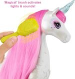 Barbie Dreamtopia Unicorn, Brush 'n Sparkle Interactive Toy with Lights & Sounds, Magical Brush Accessory, White Unicorn with Pink Mane & Light-Up Stars - Image 4