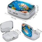 Pill Box Portable Tropical Sea Fish Pill Organizer Travel Pill Case for Pocket Or Purse Medicine Pill Container with Mirror 2 Compartments Daily Medicine Organizer - Image 3