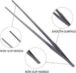 Extra Long Handle Aquarium Tweezers Serving Tongs Feed clamp,2 Pack Stainless Steel Straight and Curved Tweezers Set for Fish Tank Plants Reptile Feeding Tongs（15 Inchs） - Image 3