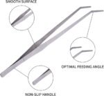 Extra Long Handle Aquarium Tweezers Serving Tongs Feed clamp,2 Pack Stainless Steel Straight and Curved Tweezers Set for Fish Tank Plants Reptile Feeding Tongs（15 Inchs） - Image 5