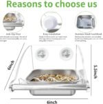 Bird Feeder for Cage,Transparent Bird Feeders, Bird Feeder with Anti-Slip Stand, Stainless Steel Bird Bowls Parakeet Feeder,for Parakeet, Psittacus Erithacus, Lovebirds,Budgies - Image 3