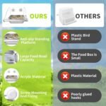 Bird Feeder for Cage,Transparent Bird Feeders, Bird Feeder with Anti-Slip Stand, Stainless Steel Bird Bowls Parakeet Feeder,for Parakeet, Psittacus Erithacus, Lovebirds,Budgies - Image 4