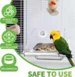 Bird Feeder for Cage,Transparent Bird Feeders, Bird Feeder with Anti-Slip Stand, Stainless Steel Bird Bowls Parakeet Feeder,for Parakeet, Psittacus Erithacus, Lovebirds,Budgies - Image 7