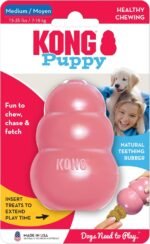 KONG Puppy - Natural Teething Rubber Chew Toy for Dogs - Stuffable Dog Toy for Extended Playtime - Chew & Fetch Toy for Puppies - for Medium Puppies - Pink - Image 9