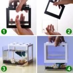 Mini Aquarium Box, Small Betta Fish Multifunctional USB Rechargeable Fish Tank with LED Light Lamp Reptile Feeding Box Building Block Fish Bowl Home Decor LED Light Feeding Box(Black) - Image 5