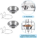 Set of 2 Stainless-Steel Dog Bowls - Cage, Kennel, and Crate Hanging Pet Bowls for Food and Water - 8oz Each and Dishwasher Safe by PETMAKER, Silver - Image 5