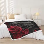 Manfei Horse Throw Blanket Black Hat Red Roses Fuzzy Blanket, Wild Animal Theme Blanket for Bed Couch Sofa, Kids Boys Girls Room Decor, Soft and Breathable Fleece Blanket(60 x 80 Inches) - Image 3