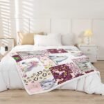 Feelyou Horse Fleece Throw Blanket Throw 50"x60" Kids, Flral Flower Fuzzy Blanket for Bed Sofa Couch, Horseshoe Western Sherpa Blanket, Fuzzy Blanket Room Decor - Image 3