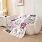 Feelyou Horse Fleece Throw Blanket Throw 50"x60" Kids, Flral Flower Fuzzy Blanket for Bed Sofa Couch, Horseshoe Western Sherpa Blanket, Fuzzy Blanket Room Decor - Image 4