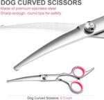 Dog Grooming Scissors with Safety Round Tips Stainless Steel Professional Dog Grooming Kit - Thinning, Curved Scissors and Comb for Dog Cat Pet (Pink 4 in 1) - Image 4