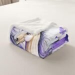 White Horse Fleece Blanket,Lavender Flowers Throw Blanket,Butterfly Soft Microfiber Fuzzy Blanket for Home Room Decor,Western Cowboy Blanket for Bedroom Living Room,Baby 30X40,White Purple - Image 6