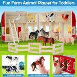 YEEBAY Farm Animals Toys for 3+ Year Old Kids Toddlers Girls Boys, Large Wooden Barn with Animal Play Figures, Farm Playset Educational Learning Toys, Ideal Christmas Birthday Gifts - Image 3