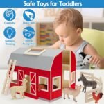 YEEBAY Farm Animals Toys for 3+ Year Old Kids Toddlers Girls Boys, Large Wooden Barn with Animal Play Figures, Farm Playset Educational Learning Toys, Ideal Christmas Birthday Gifts - Image 5