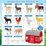 YEEBAY Farm Animals Toys for 3+ Year Old Kids Toddlers Girls Boys, Large Wooden Barn with Animal Play Figures, Farm Playset Educational Learning Toys, Ideal Christmas Birthday Gifts - Image 8