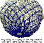 Majestic Ally 1.25”x1.25” Holes Ultra Slow Feed 40” Very Sturdy Hay Net with Bottom Ring for Goat, Sheep, Simulate Grazing and Reduces Waste (Royal Blue) - Image 8
