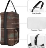 Travel Toiletry Bag for Women Men Leather Makeup Bag Large Portable Travel Organizer Rustic Horseshoe Barn Wooden Cosmetic Bag with Hanging Hook Travel Bathroom Bag Zipper Pouch Purse - Image 4