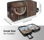 Travel Toiletry Bag for Women Men Leather Makeup Bag Large Portable Travel Organizer Rustic Horseshoe Barn Wooden Cosmetic Bag with Hanging Hook Travel Bathroom Bag Zipper Pouch Purse - Image 5