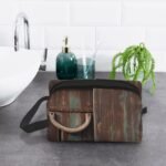 Travel Toiletry Bag for Women Men Leather Makeup Bag Large Portable Travel Organizer Rustic Horseshoe Barn Wooden Cosmetic Bag with Hanging Hook Travel Bathroom Bag Zipper Pouch Purse - Image 10