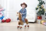 Ride on Horse Toys, Kids Riding Horse Toys Ride on Toys for 3-6 Years Old, Premium Plush Animals Toys Walking Horse with Wheels (Brown, 25.9" L x 12.2" W x 28.3" H) - Image 6