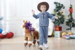Ride on Horse Toys, Kids Riding Horse Toys Ride on Toys for 3-6 Years Old, Premium Plush Animals Toys Walking Horse with Wheels (Brown, 25.9" L x 12.2" W x 28.3" H) - Image 7
