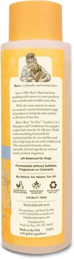 Burt's Bees for Pets Tearless Puppy 2-in-1 Shampoo and Conditioner with Buttermilk and Linseed Oil, 95% Natural Origin Formulas, Shampoo for Puppies - Gentle Puppy Shampoo Tear Free, 16 oz - Image 3