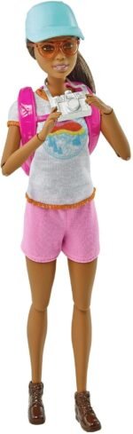 Barbie Self-Care Doll, Brunette Posable Hiking Doll with Puppy & Accessories Including Backpack Pet Carrier & Camera - Image 3