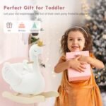 labebe - Plush Rocking Horse Wooden, Baby Riding Animal White Swan, Kid Ride On Toy for 1-3 Year Old, Girl&Boy Stuffed Rocking Animal Outdoor, Nursery/Infant/Child Christmas or Birthday Gift - Image 9