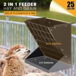 Hay Feeder for Goats 25 Gallon Horse Hay Rack Wall Mount 2 in 1 Hay and Grain Feeder Metal Livestock Mineral Feeders for Sheep Nigerian Dwarf Goats, Hanging, Adjustable - Image 4
