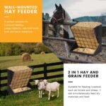Hay Feeder for Goats 25 Gallon Horse Hay Rack Wall Mount 2 in 1 Hay and Grain Feeder Metal Livestock Mineral Feeders for Sheep Nigerian Dwarf Goats, Hanging, Adjustable - Image 8