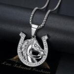 NEGS Lucky Horse Pendant Punk Rock Stainless Steel Necklace, 2pcs 20 24 Inch Layered Chains Hip Hop Horseshoe Jewelry Animal Gift For Men Women - Image 3