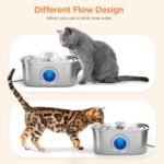 Cat Water Fountain Stainless Steel: 108oz/3.2L Automatic Pet Water Fountain Dog Water Dispenser with Water Level Window - for Cats Inside - Image 4