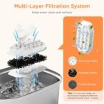 Cat Water Fountain Stainless Steel: 108oz/3.2L Automatic Pet Water Fountain Dog Water Dispenser with Water Level Window - for Cats Inside - Image 6