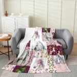 Feelyou Horse Flannel Fleece Throw Blanket Baby 30"x40" Kids, Flral Flower All Season Bed Blanket for Sofa Couch, Horseshoe Western Fuzzy Blanket, Plush Blanket Room Decor - Image 3